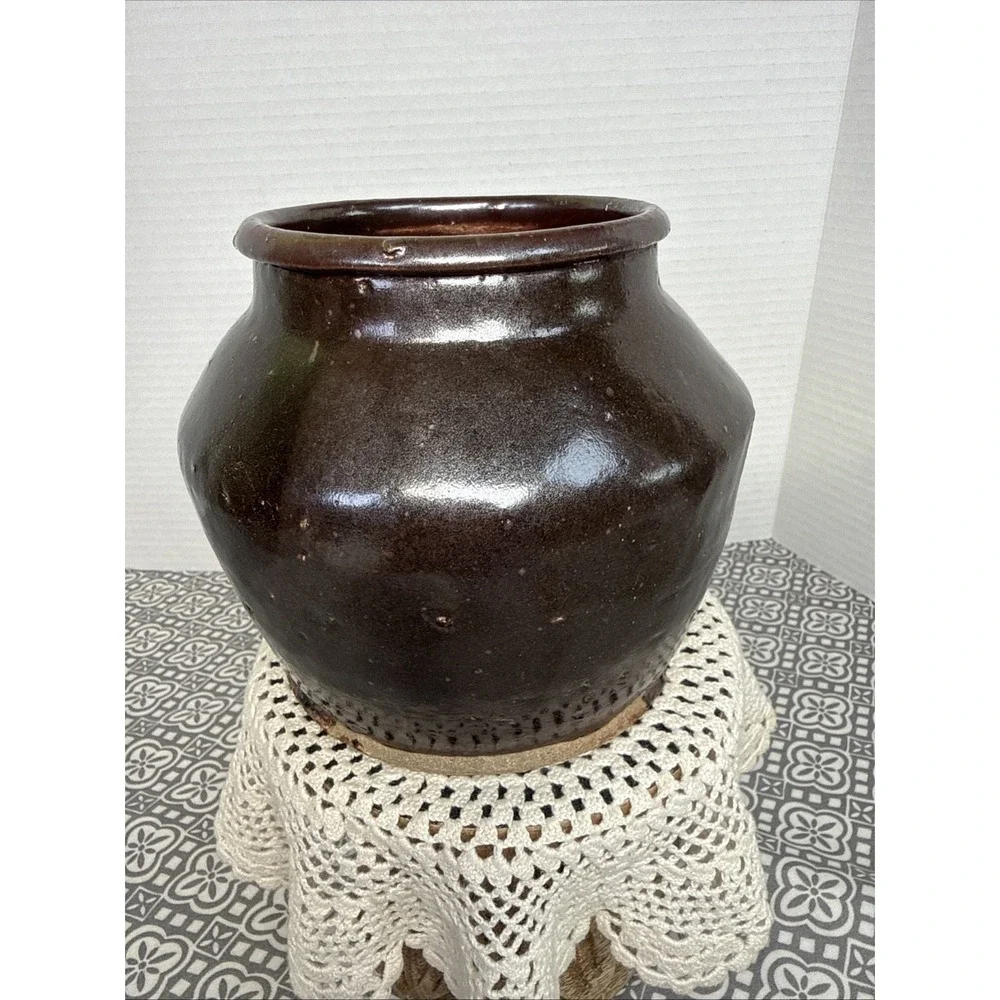 Chinese Stoneware Brown Glazed Pottery Storage Jar Qing 20th Century